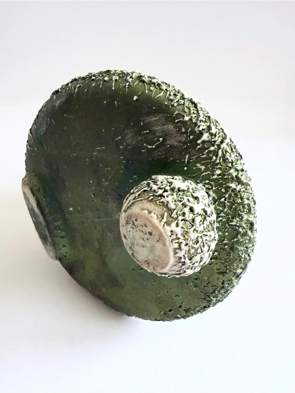 Vintage MCM lava splatter Olive Green Bell Planter Stanford Sebring Christmas